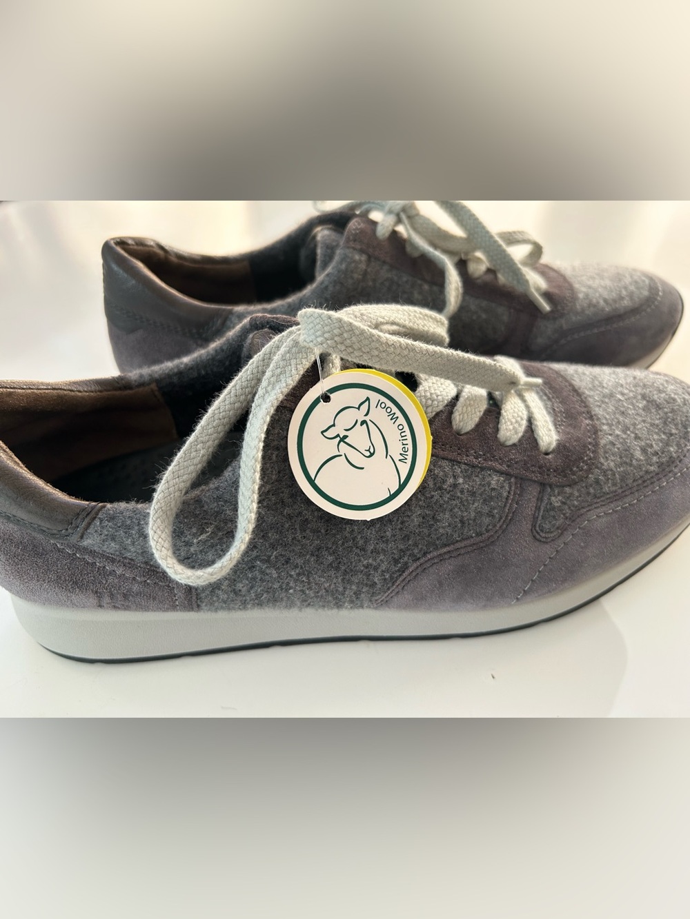 Paul Green Josie Sneakers in Grey Merino Wool and Suede